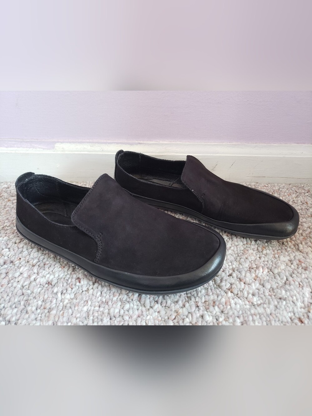 NWOB VIVOBAREFOOT VIVO BAREFOOT BLACK LEATHER OPANKA SLIP-ON LOAFERS SHOES 36 5